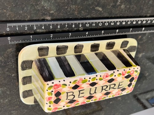 Butter Dish Ceramic French Country Farmhouse Kitchenware Beurre Hand painted - Picture 5 of 8