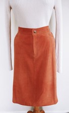EUC Ralph Lauren Black Label Pencil Skirt Leather Suede Coral Size 8
