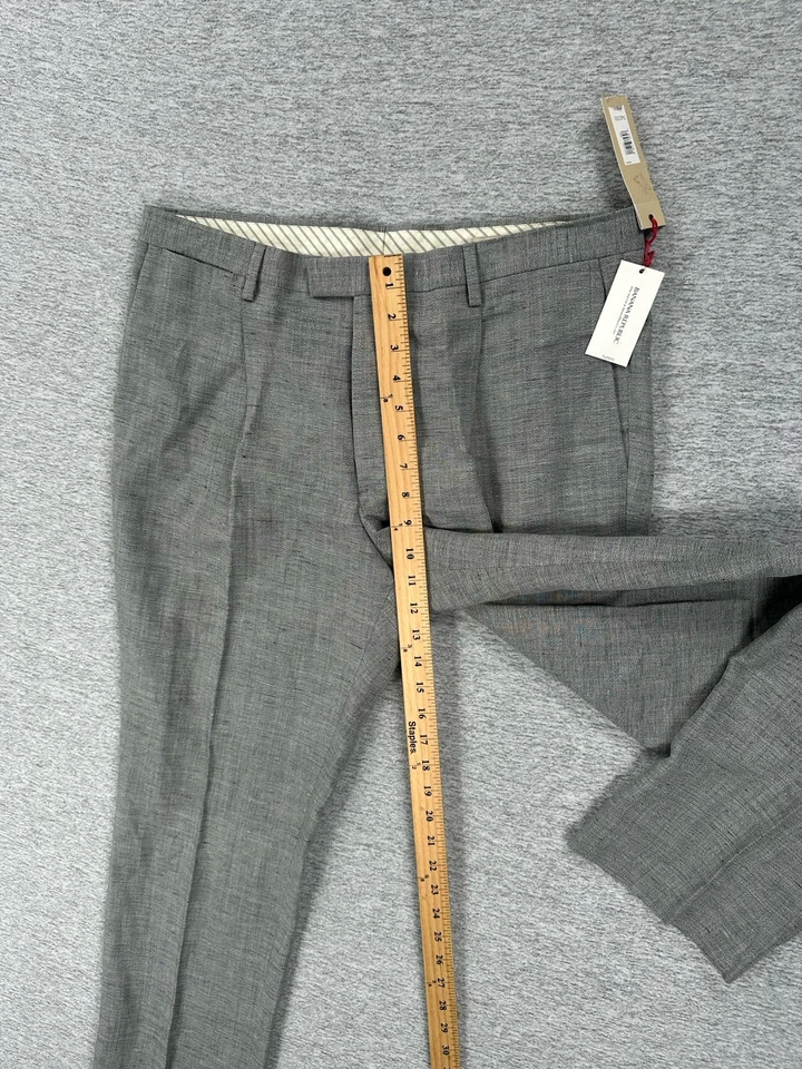 Брюки мужские Banana Republic 34x30 серые шерстяные льняные Heritage Tessuti Sondrio НОВЫЕ - Изображение 4 из 4