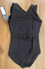 So Danca Leotard Womens Small Black Mesh Panel Asymmetrical Dancewear BY01 NWT