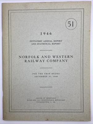 Norfolk & Western Railway Railroad Annual Report With Map 1946 Train Ephemera