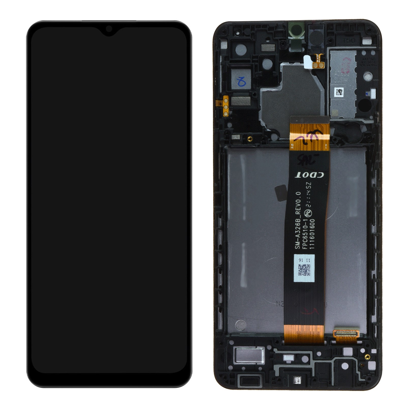Bloc écran LCD réactif et vitre tactile noire pour Samsung A32