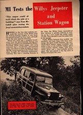 1950 Jeepster And Station Wagon Road Test 4 Pages Original Prints Only