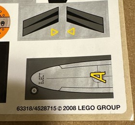 LEGO STICKER SHEET for LEGO Set 8630 Agents Mission 3: Gold Hunt 2008 FREE SHIP