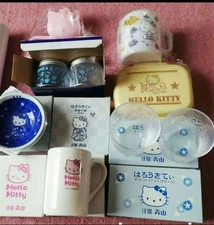 Sanrio Hello Kitty Collectible Set 10 Items Mugs Bowls Lunch Box Towel Hanger