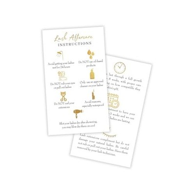 Lash Extension Aftercare Instructions Cards | 50 Pack | Size 3.5x2'' inches Af...