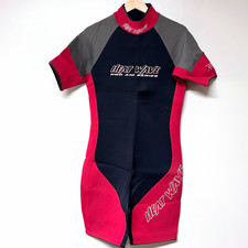 Heat Wave Pro Am Womens Shorty Wetsuit Red Black Neoprene Surf Dive Vintage