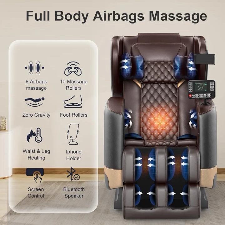 Zero Gravity Full Body Massage Chair w/ Heat Airbags Foot Rollers Bluetooth