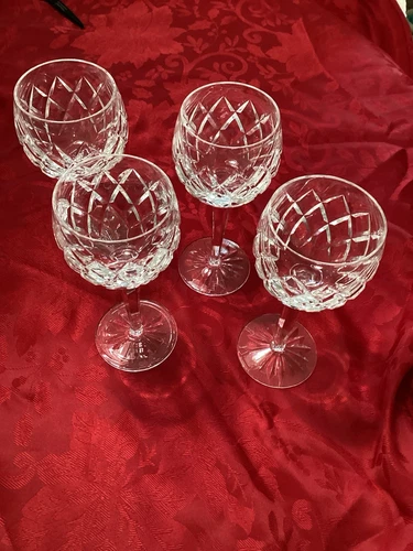 Lot of 4 Vintage Waterford Lismore Hock Wine Glasses 7 3/8"