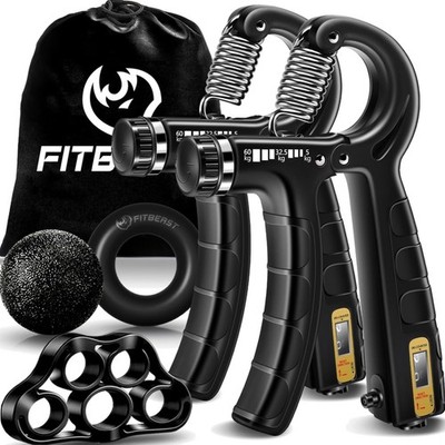 Handtrainer Set 5-teilig, verstellbar, Widerstand, Fingerdehner, Griffball, S...