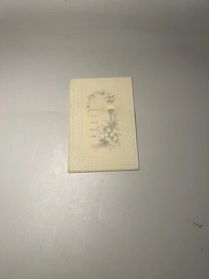 Vintage French Holy Card Religious Ephemera Embossed Floral Souvenir Beau Jour - Image 2 of 4