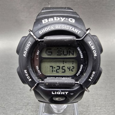 Casio Baby-G BG-141 Watch Women 40mm Black Alarm Chronograph Round New Battery