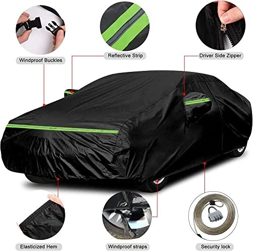 For Nissan Maxima 1999-2023 Waterproof Car Cover 6 Layers All Weather Zipper Doo - Imagem 3 de 4