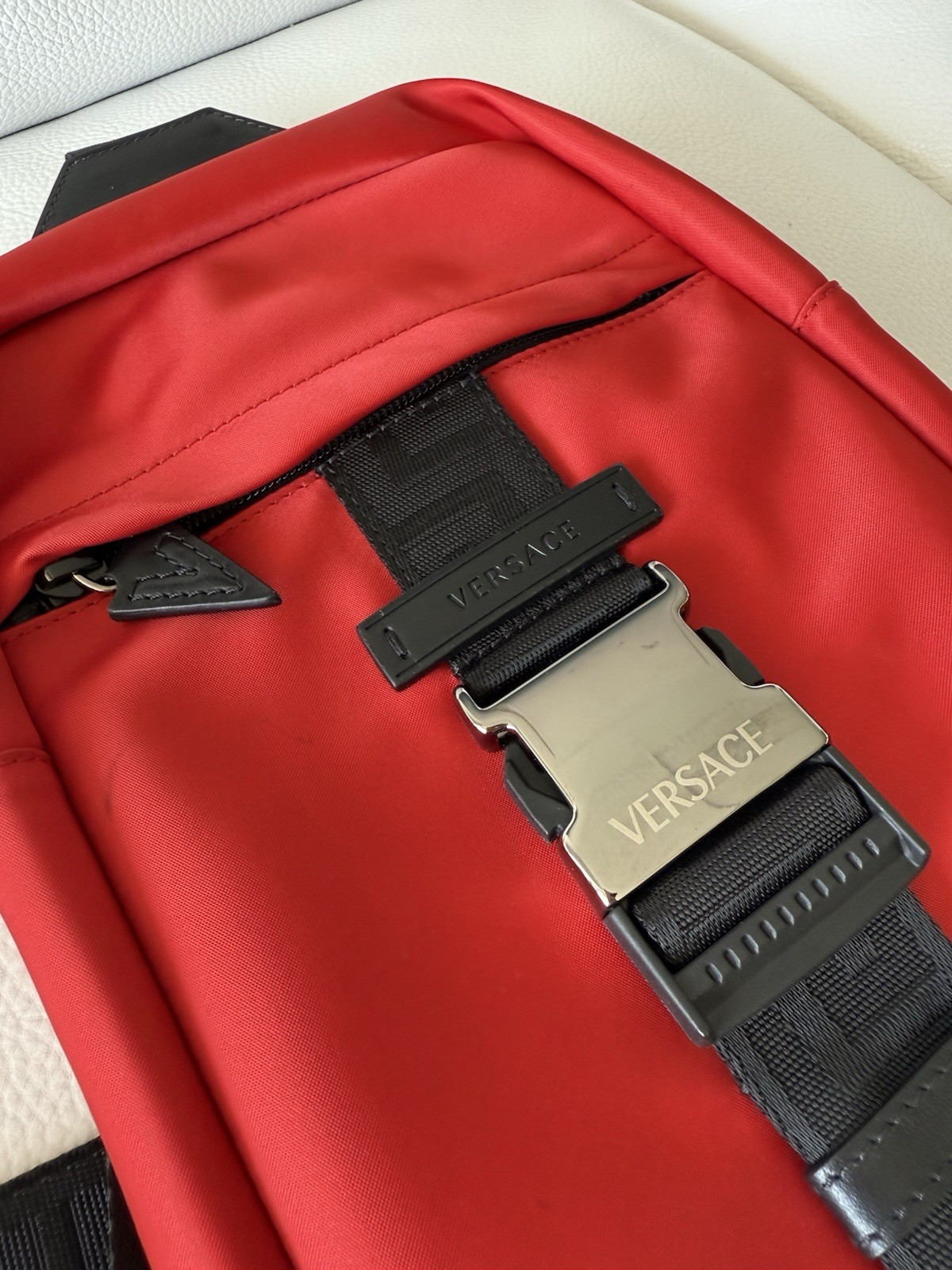 Versace Red Greca Single Strap Backpack Sling Bag… - image 3