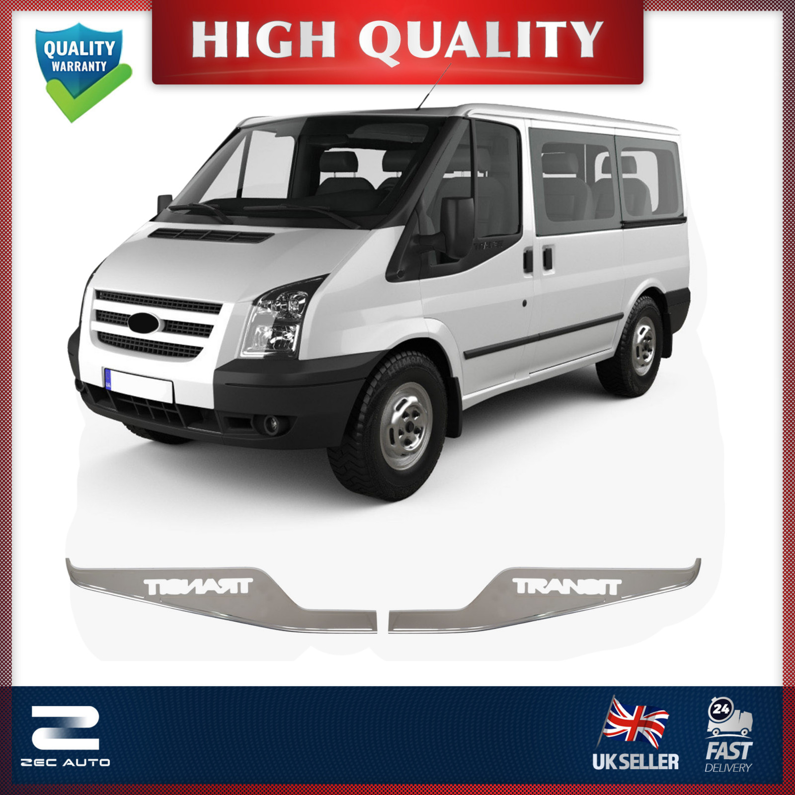 Chrome Side Window Sill Covers for Ford Transit MK7 2006-2013 Stainless Steel 2P