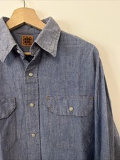 Big Ben Men's Denim chambray Pearl Snap Western Shirt Vintage Medium Made in USA