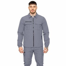 Enzo Cargo Jacket Mens Casual Waterproof Collared Zip Up Lightweight Overshirt