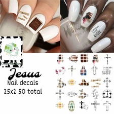 Jesus Faith Waterslide Finger Nail Decals Instructions set of 50 KC Bonus