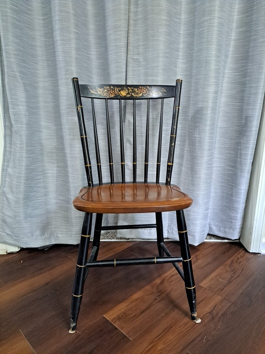 VINTAGE L. HITCHCOCK MAPLE & LAQUERED SIDE CHAIR With Fruit