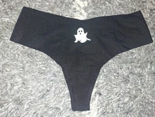 NeW Vs no show thong Panty Size small Black halloween graphic 