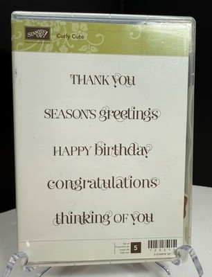 Stampin' Up- CURLY CUTE 120510- Cling Rubber Stamp Set -Multi Occasion Sentiment