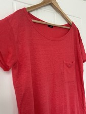 Joseph Linen Salmon Pink Top T-shirt Patch Pocket L Shorts Sleeve