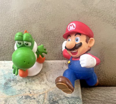 Lot of 2-Mario Cart Figurines-Mario-Yoshi-3''-Preloved-VG