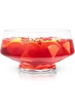 Footed Glass Punch Bowl, Heavy Base Large Punch Bowl with Angled Design, Part...