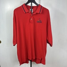 Hank Aaron Originals XL St Louis Cardinals Red Polo Baseball MLB Men's Shirt Vtg