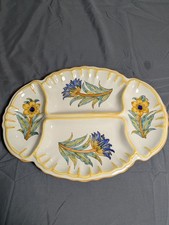 Vintage handbemalt geteilt Serviertablett Platte Keramik Made in Italy 13,25"