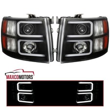 Black Projector Headlights Fits 2007-2014 Chevy Silverado 1500 2500 3500 Led Bar Black Projector Headlights Fits 2007-2014 Chevy Silverado 1500 2500 3500 Led Bar