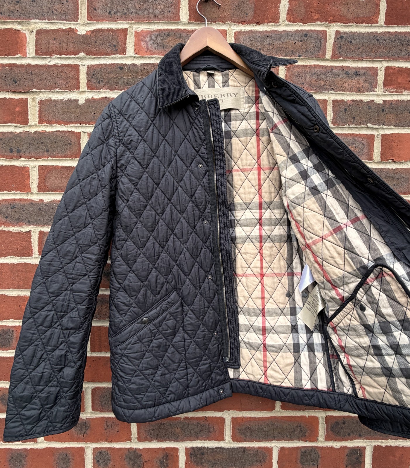 Burberry Brit Mens RODEN Quilted Jacket SMALL Black Grey Country Prorsum Diamond image 10