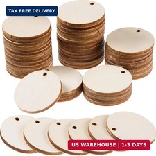 150 Pcs Unfinished Wooden Circles with Holes 2 Inch Wood Rounds Tags Blank Natur