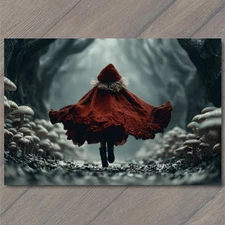 Art Print Red Riding Hood Dark Forest Mushrooms Fairytale Gothic Fantasy Woods