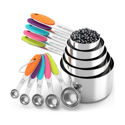 TILUCK Measuring Cups and Spoons Set, Stainless Steel, Kitchen Utensils for C...