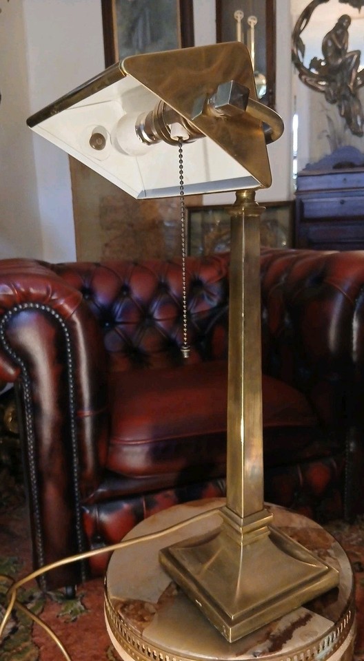 An exceptionally large c.1920s antique brass banker's lamp — the Citizen Kane of desk lamps, a genuine statement piece with a century of patina.