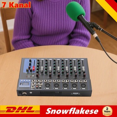 7 Kanal Audio Mischpult Konsole Verstärker USB DJ Live Mixer Studio Bluetooth