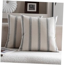 Boho Throw Pillow Covers 18x18 Set of 2 Striped 18" x 18" Pack of 2 Grey
