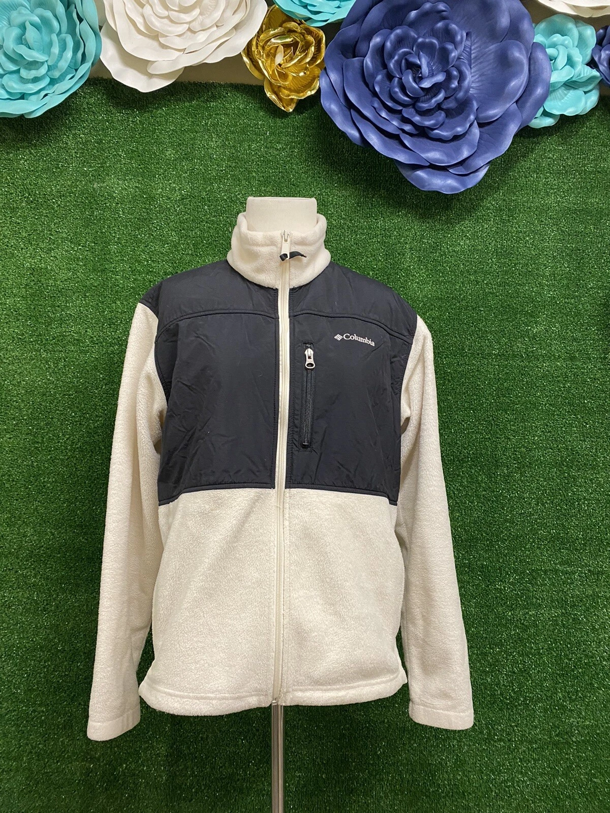 OFF WHITE columbia sportswear cappotto zip nero e bianco sporco taglia large made in Vietnam