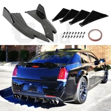 For Chrysler 300 V4 Side Skirts + 4X Rear Bumper Diffuser Shark Fins Spoiler Lip