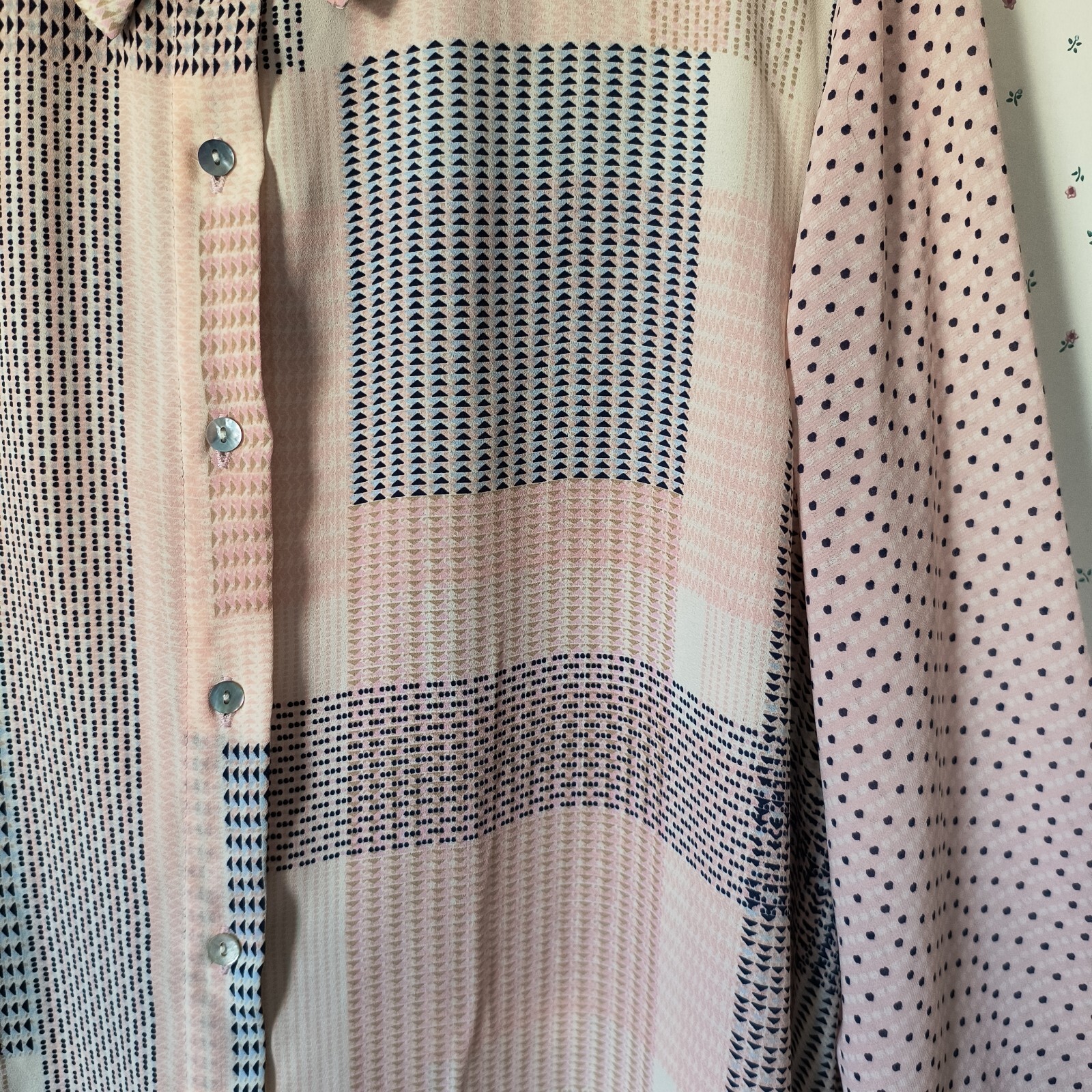 Rose & Olive Top 2X Patchwork Button Down Blouse … - image 4