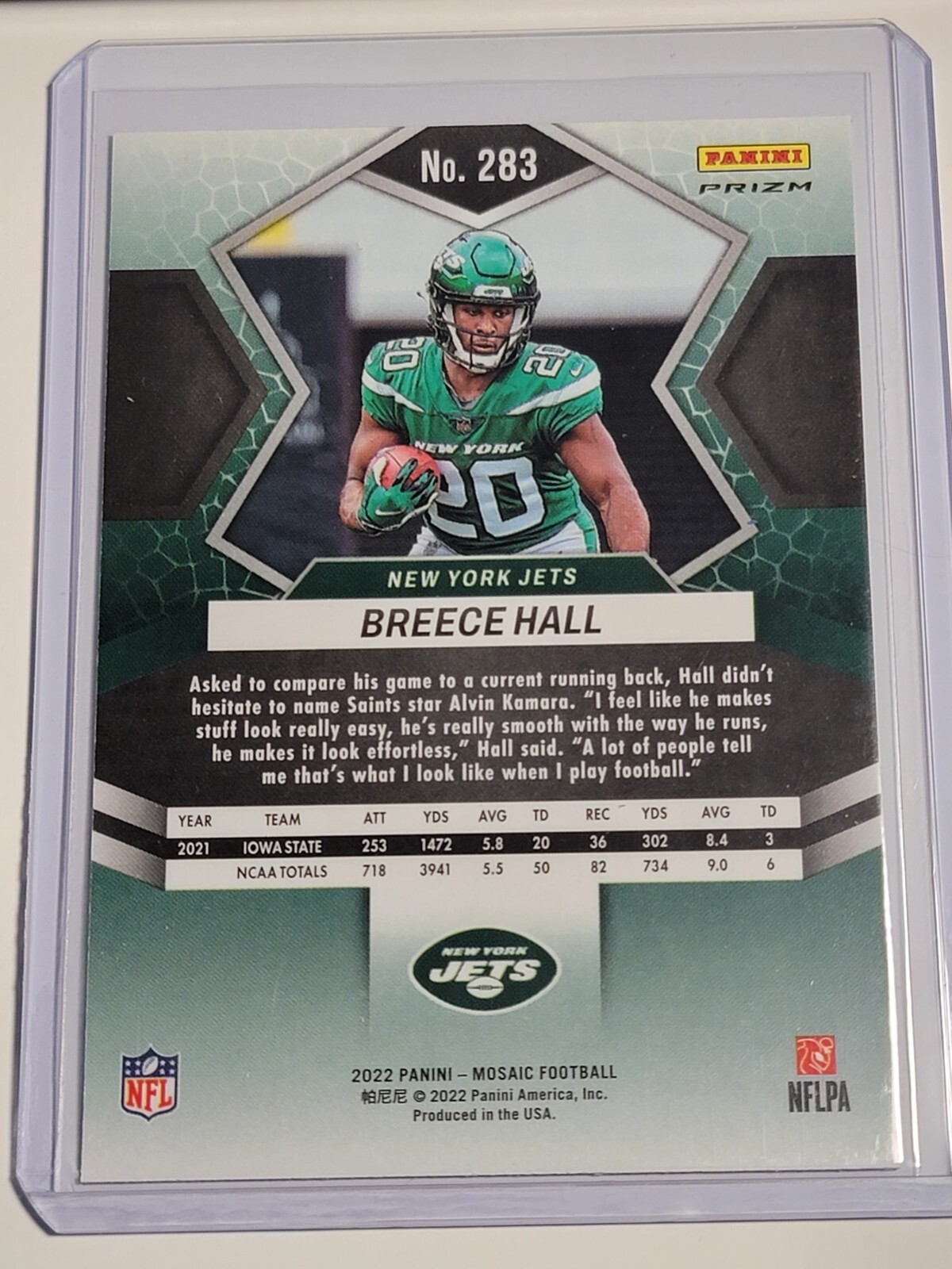 2022 Panini Mosaic BREECE HALL Rookie NFL Debut Silver Mosaic Prizm RC
