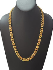 Stainless Steel Gold Plated 10mm Miami Cuban Chain Necklace Unisex 24in For Men