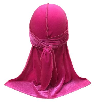 Hot Pink Velvet Durag Long Tail Head Scarf Turban Head Cap Wave