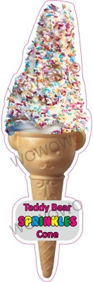 Eiswagen Aufkleber Teddybär Streusel Kegel Eiscreme Sticker Decals