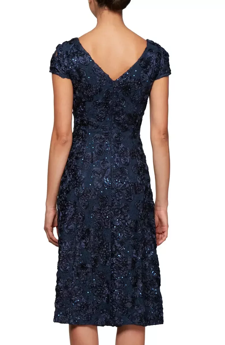 Alex evenings rosette hot sale dress