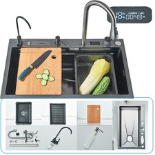 Flying Rain Stainless Steel Waterfall Kitchen Sink W/ Kitchen Faucet Single Bowl