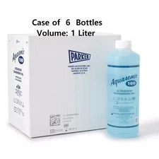 6 Pack Parker Aquasonic Ultrasound Gel Blue High Viscosity 1 Liter Bottle 01-34