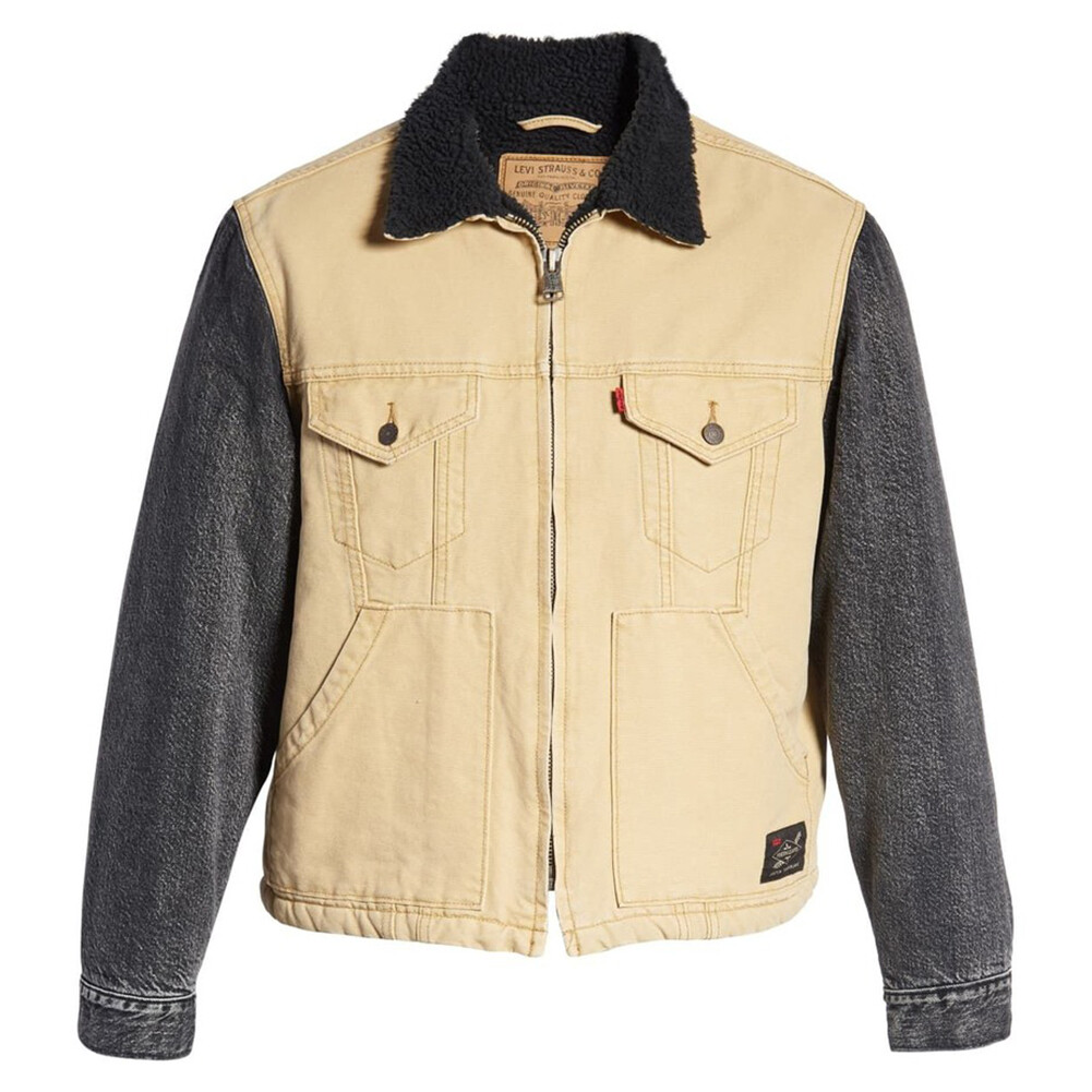 Levis Mens Hybrid Denim Trucker Jacket Sherpa Lining X