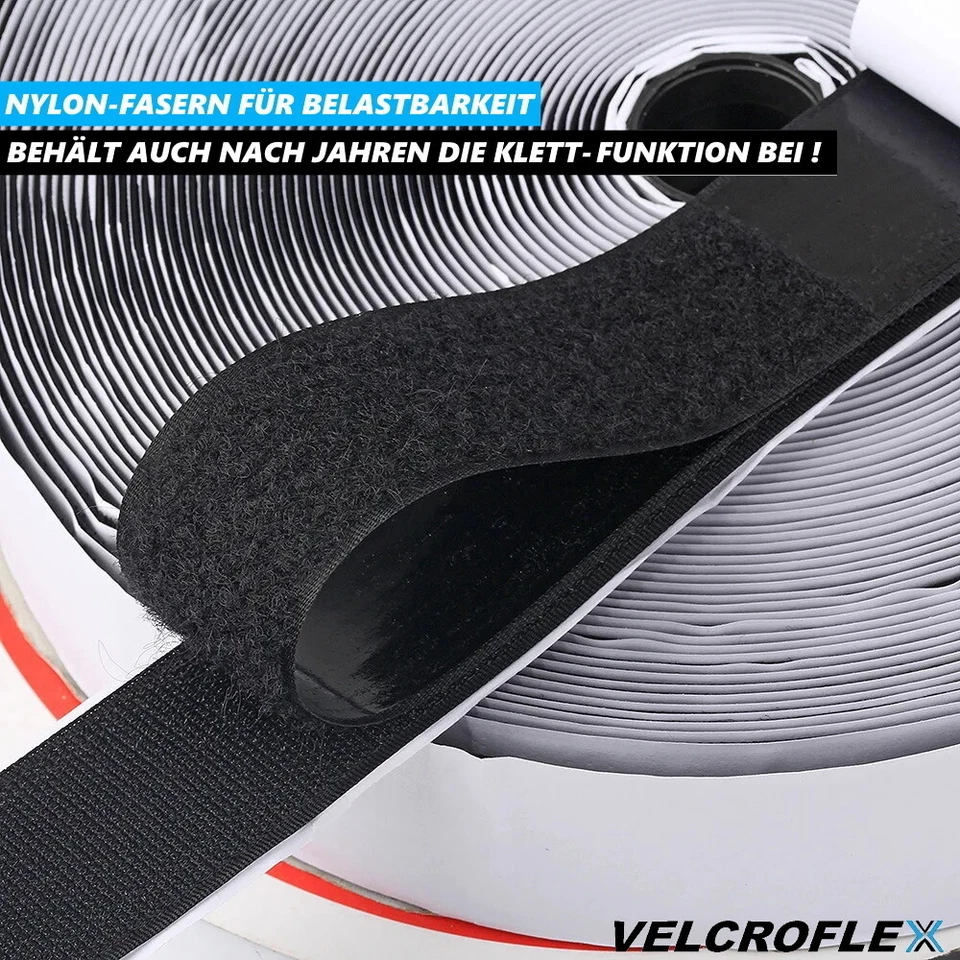 MLIVING Klettband Selbstklebend extra Stark Klettverschluss Klebeband schwarz - Bild 3 von 4